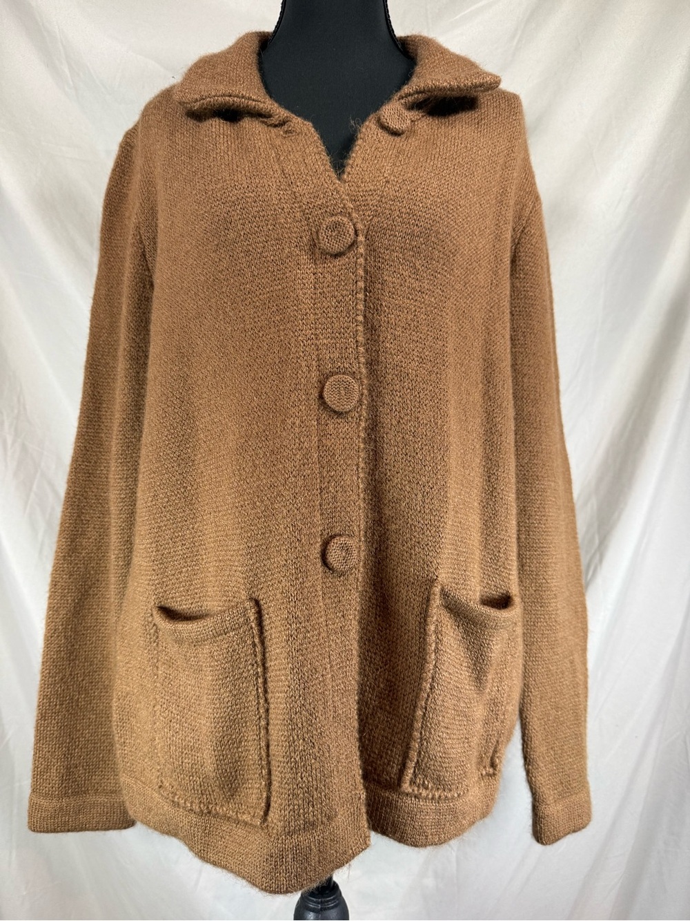 Alpaca Warehouse 100% Baby Alpaca Cardigan Sweater - Brown - Women’s Large